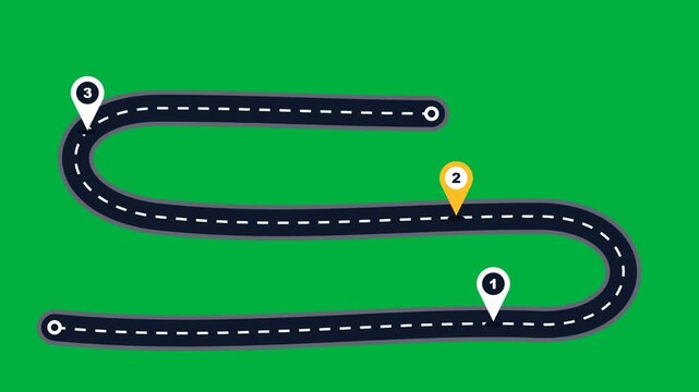 Keyable journey path with navy lane and four stops for compositing