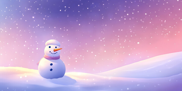 Snowman in the Glimmering Polar Land