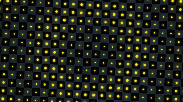 Abstract background with glowing yellow dots in a dark grid pattern 4K