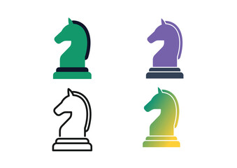 Chess knight icon set for business strategy and tactics © Vini