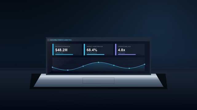 Digital dashboard showing business analytics on a laptop screen