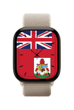 Health smartwatch with Bermuda flag wallpaper (isolated, transparent PNG)