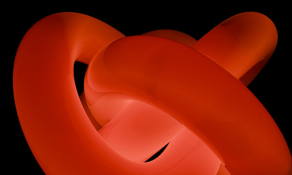 Crossing 3D Orange Bands with Glowing Highlights