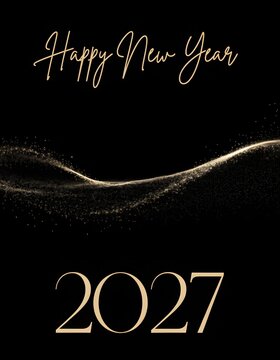 Golden new year 2027 abstract dark festive background.