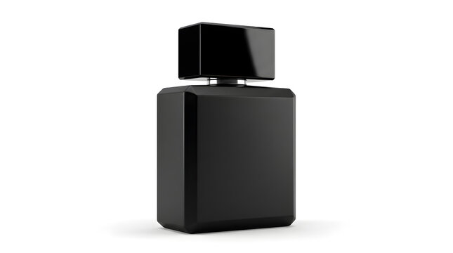 Minimalist Matte Black Perfume Bottle with Glossy Rectangular Cap