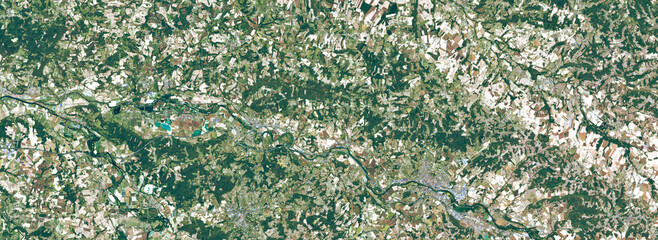 Pau France Urban Landscape and Surrounding Countryside Satellite View © M. Jurzyk