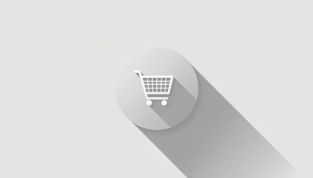  Gray round button with cart symbol and shadow
