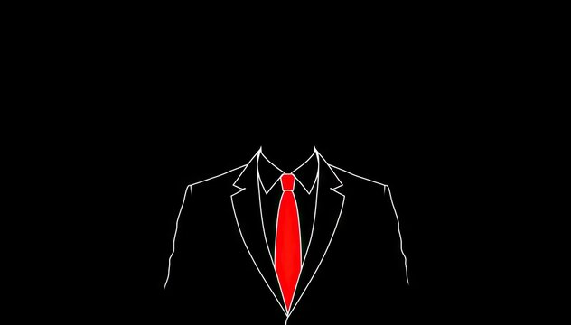 Outline of suit and red tie with no head
