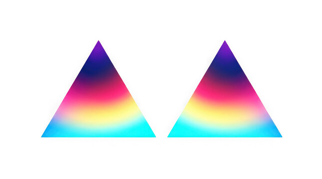 Two vibrant gradient triangles with smooth color transitions isolated on transparent background