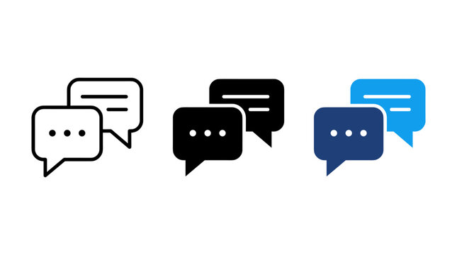 Speech bubble icon set, communication and chat message symbols