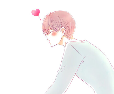 キス顔の男性　