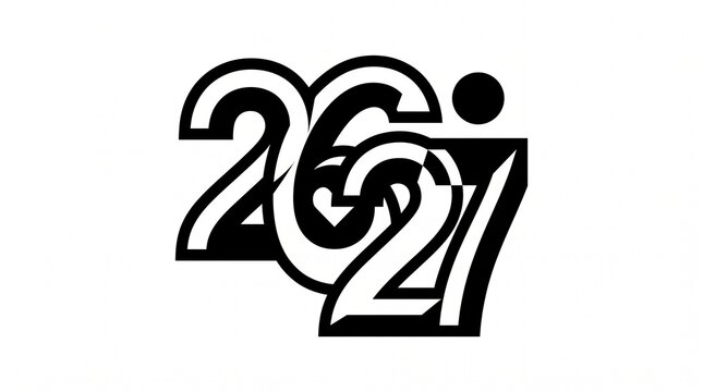 Creative typography design with numbers 26 and 27 isolated on white background