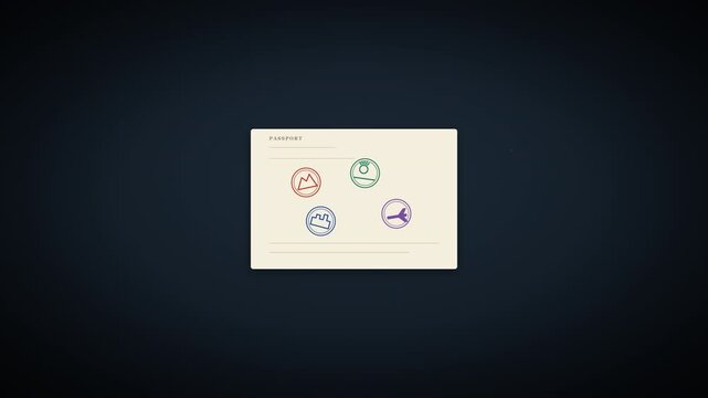 Presentation Card UI Template with Four Category Icons for Infographic and Web Design Layout