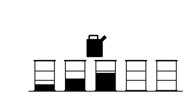 Oil Barrels Filling to Different Levels Like a Bar Chart