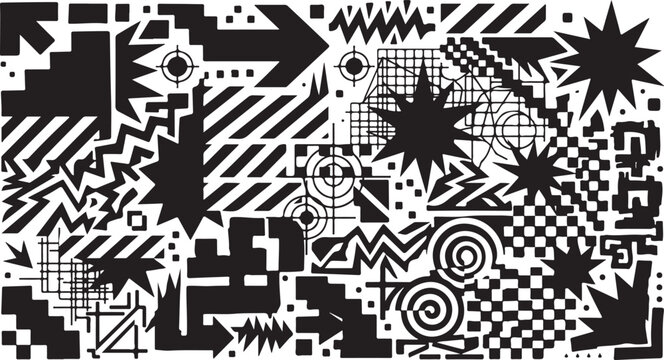 Edgy modern abstract neo-brutalist vector pattern