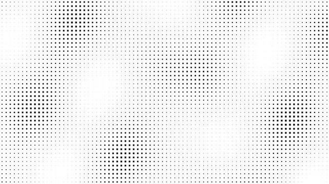 Black and white halftone dots undulating on white background