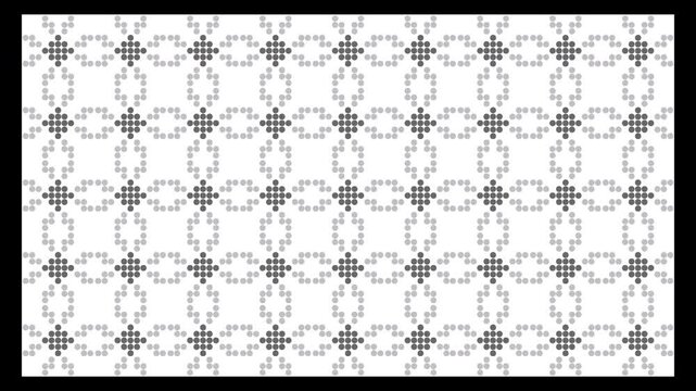 Seamless loop of traditional Ukrainian beaded pattern in gray tones, alpha channel with transparent background, ready as overlay