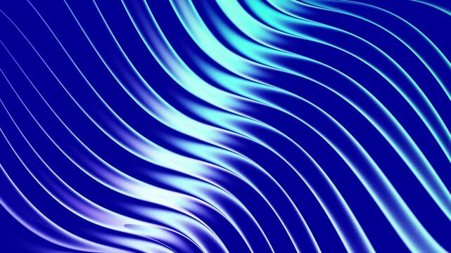 Abstract wavy lines moving on blue background