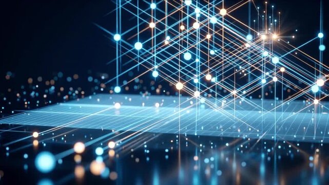 光の量子神経ネットワークとデータハブが連動するサイバー空間背景