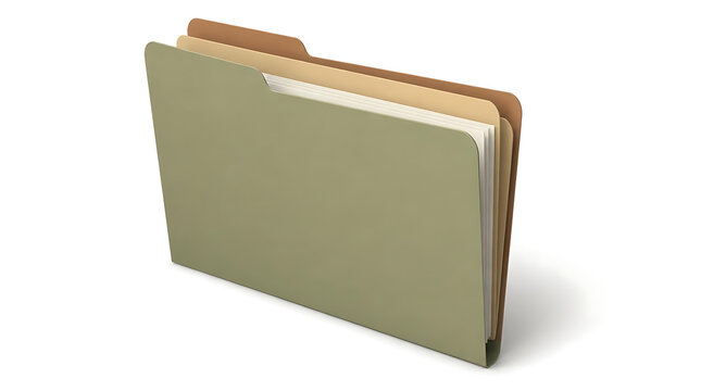 A single green office file folder containing documents isolated on a white background.