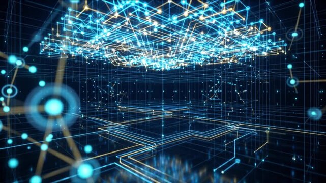 光の量子神経ネットワークとデータハブが同期するサイバー空間背景