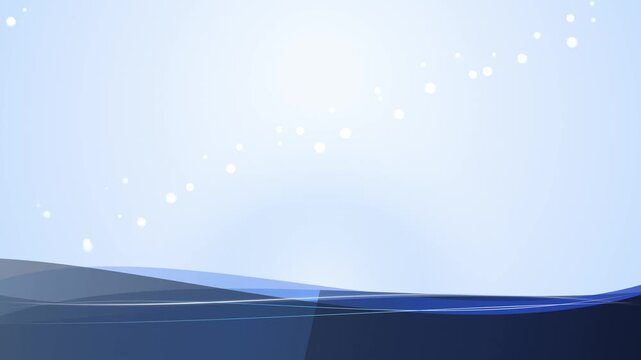 Abstract blue background animation featuring elegant flowing waves with sparkling light particles