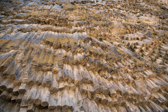Natural Basalt Column Formation at the Symphony of Stones in Garni, Armenia.