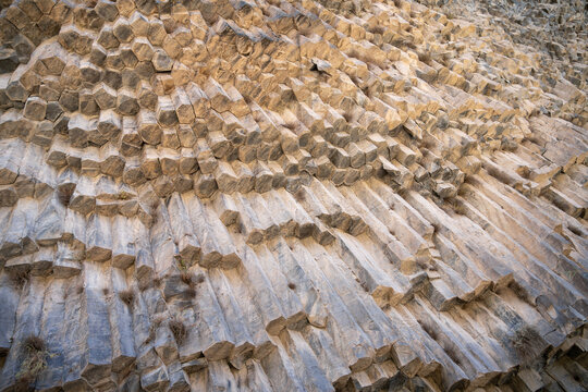 Natural Basalt Column Formation at the Symphony of Stones in Garni, Armenia.