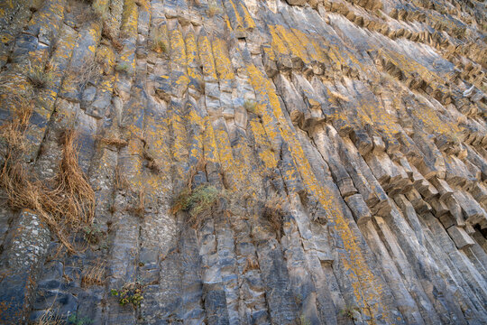 Natural Basalt Column Formation at the Symphony of Stones in Garni, Armenia.
