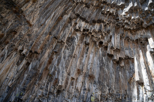 Natural Basalt Column Formation at the Symphony of Stones in Garni, Armenia.