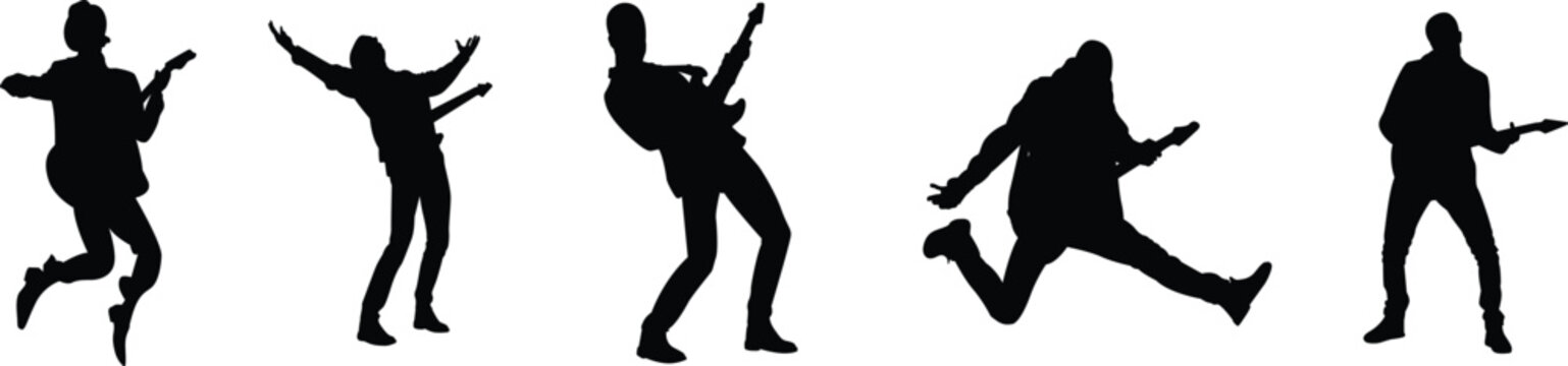 Silhouette Guitar Players Set for Live Music Concert Poster