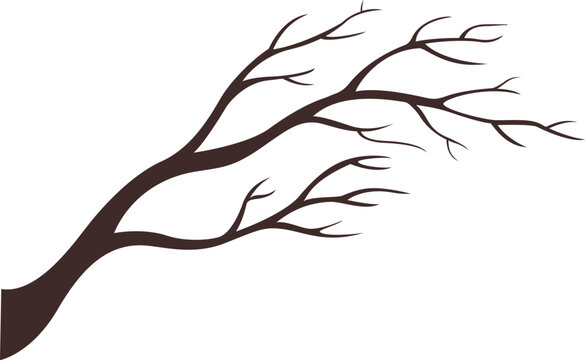 Flat Bare Tree Branch for Autumn Season Greeting Cards