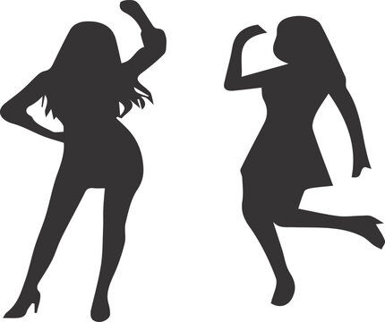 Silhouette of Two Dancing Women for Nightclub Party Invitations