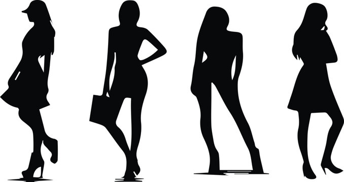 Silhouette Women Fashion Pose Set for Retail Advertising Campaigns