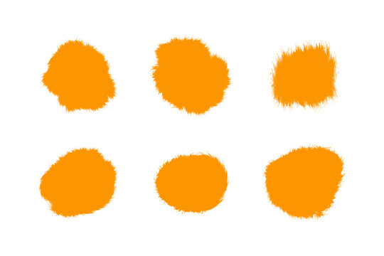 Orange Paint Splatter Brush Stroke Set Isolated on White Background for Graphic Design 