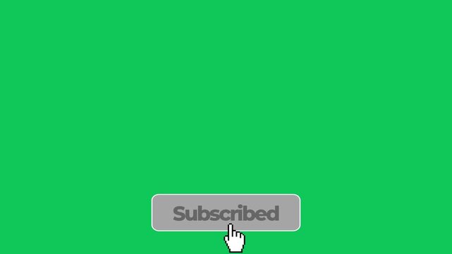 Animated YouTube Subscribe Button for Video Overlay. Like Subscribe Bell Notification Button, subscribe to channel. Green Screen 