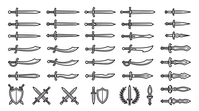Collection of Sword Icons and Emblems
