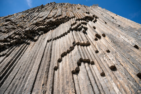 Columnar Basalt Cliffs of the Symphony of Stones in Garni, Armenia.
