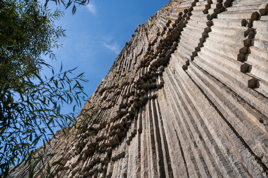 Columnar Basalt Cliffs of the Symphony of Stones in Garni, Armenia.