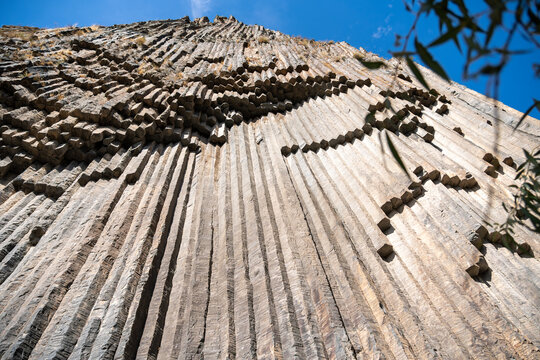 Columnar Basalt Cliffs of the Symphony of Stones in Garni, Armenia.