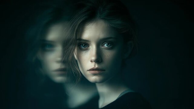 Exploring the concept of identity and reflection in a darkened setting