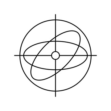Gyroscope sensor icon for navigation and motion tracking technology editable stroke