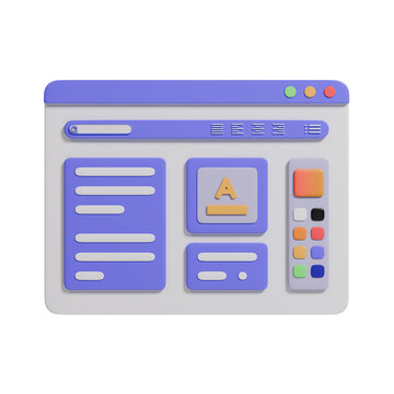 3D Render of Window User Interface Layout