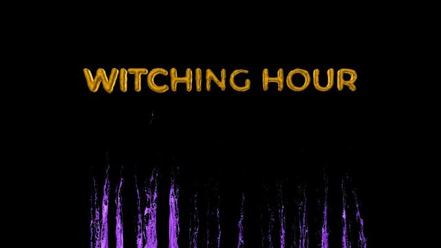 Halloween Text Morph from Midnight Mayhem to Witching Hour on Transparent Background