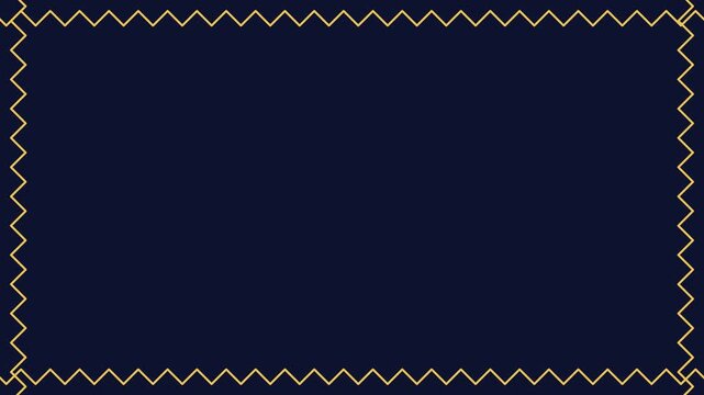 Seamless 4K looping winter holiday animation: zigzag border pattern running wave. Flat vector shapes in deep blue on a dark background with generous copy space for your own greeting or title. Horizont
