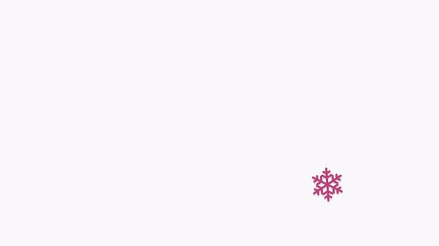 Animated festive flake falling slowly right side in a minimal flat vector style, purple and violet on a light background. Smooth 4K seamless loop with calm motion and plenty of empty space for text. W
