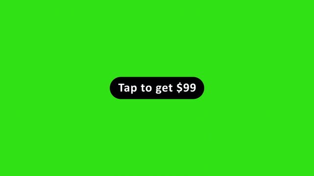 $99 cash reward button animation in 4k, tap to get money button icon sign animated on transparent background. top to get $99 dollar motion graphics  with Alpha Channel