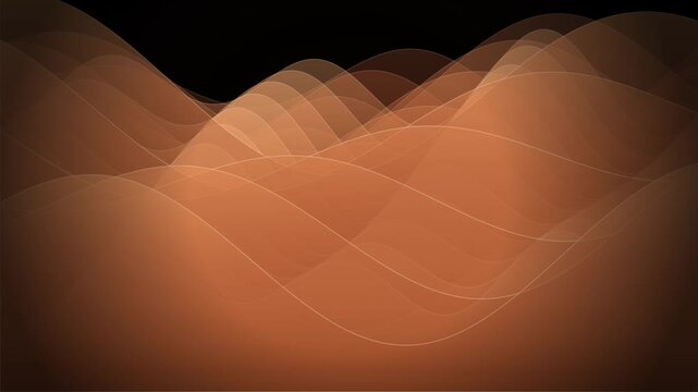 Abstract metallic copper fluid waves moving in a seamless loop