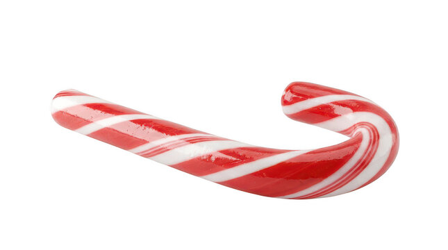 Red and white striped candy cane isolated on transparent background