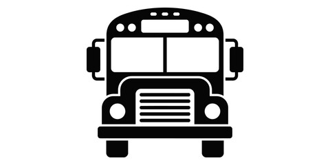 School bus icon isolated front view black vector silhouette. © adobe king